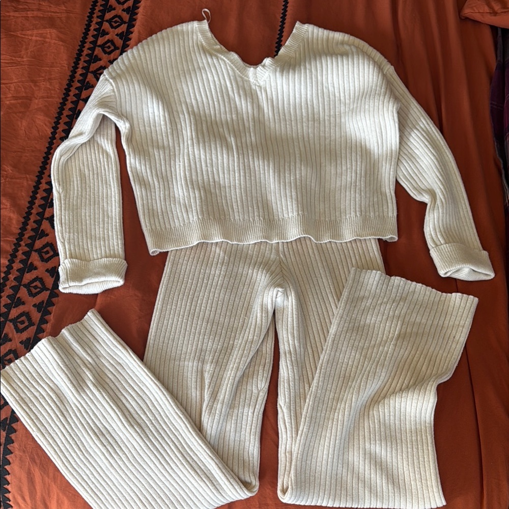 Cozy Ribbed Knit Sweater and Pants Set